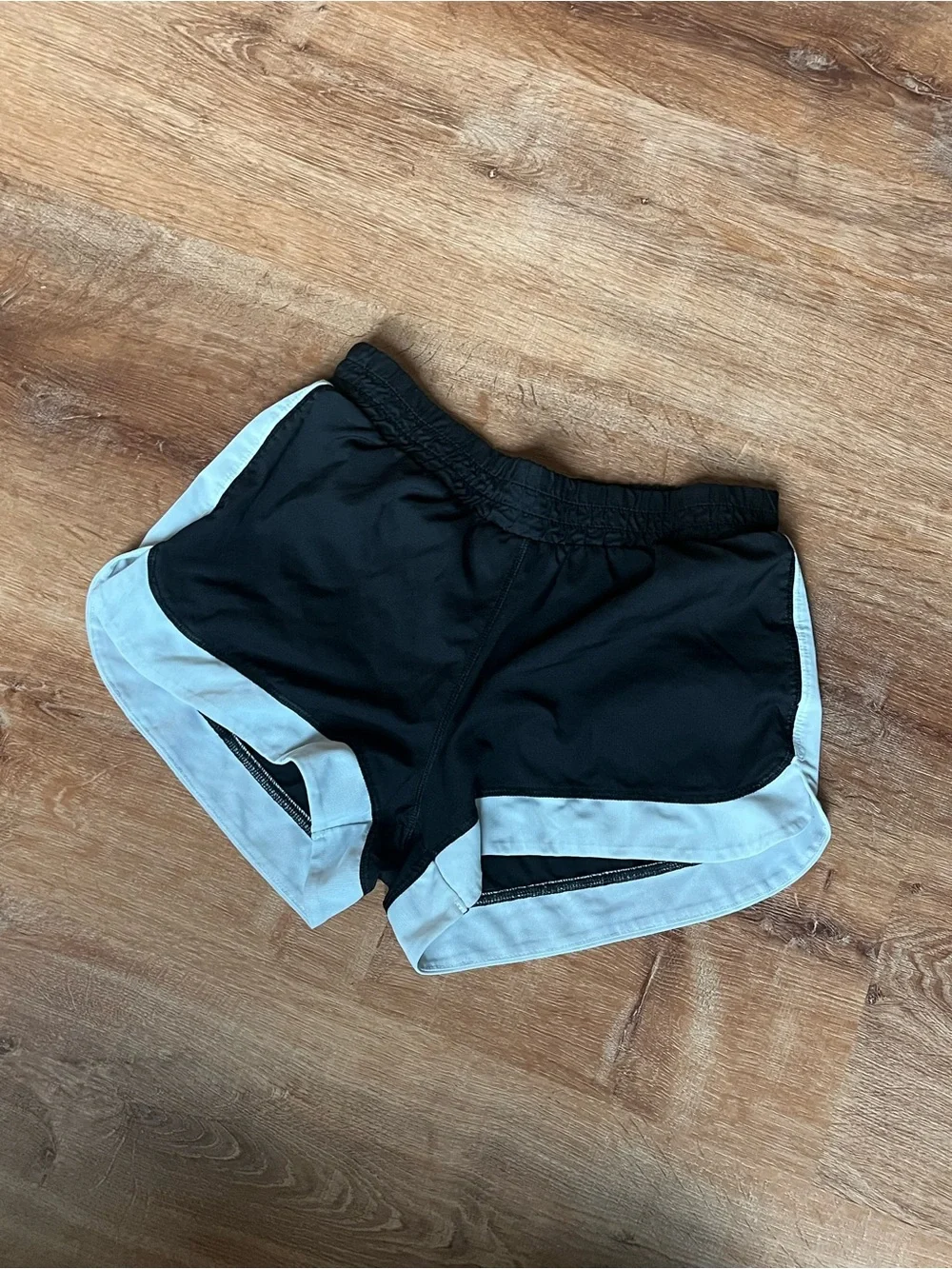 Women's Black Athletic Shorts with White Trim Y2K style
